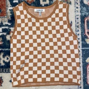 High neck checkered top